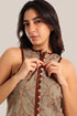 Embroidered cotton round-neck sleeveless vest